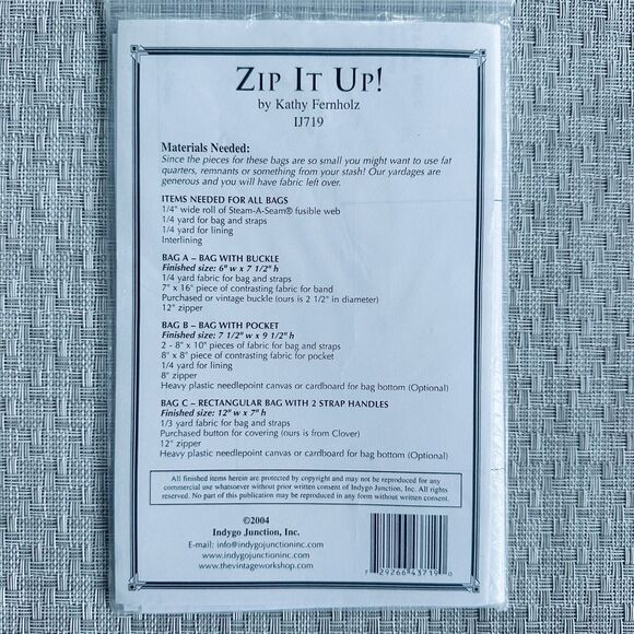 Indygo Junction Pattern Zip It Up! 3 Bags Purses With Zipper Tops UNCUT - Picture 2 of 2